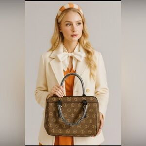 Adrienne Vittadini  Brown Designer Tote Bag